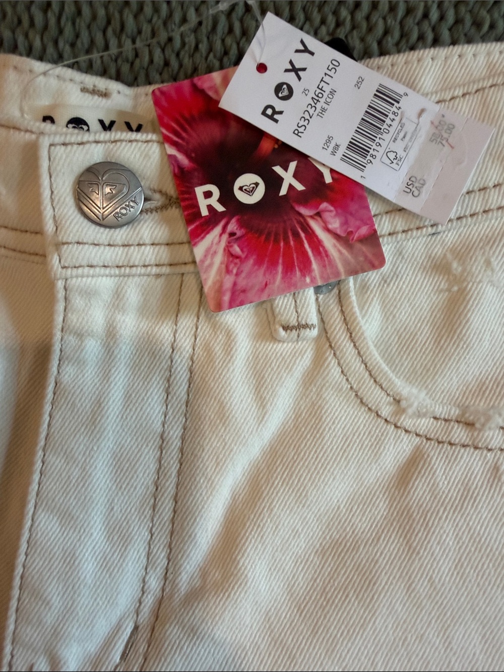 Roxy Cream White Denim Cutoff Shorts - Picture 3 of 5